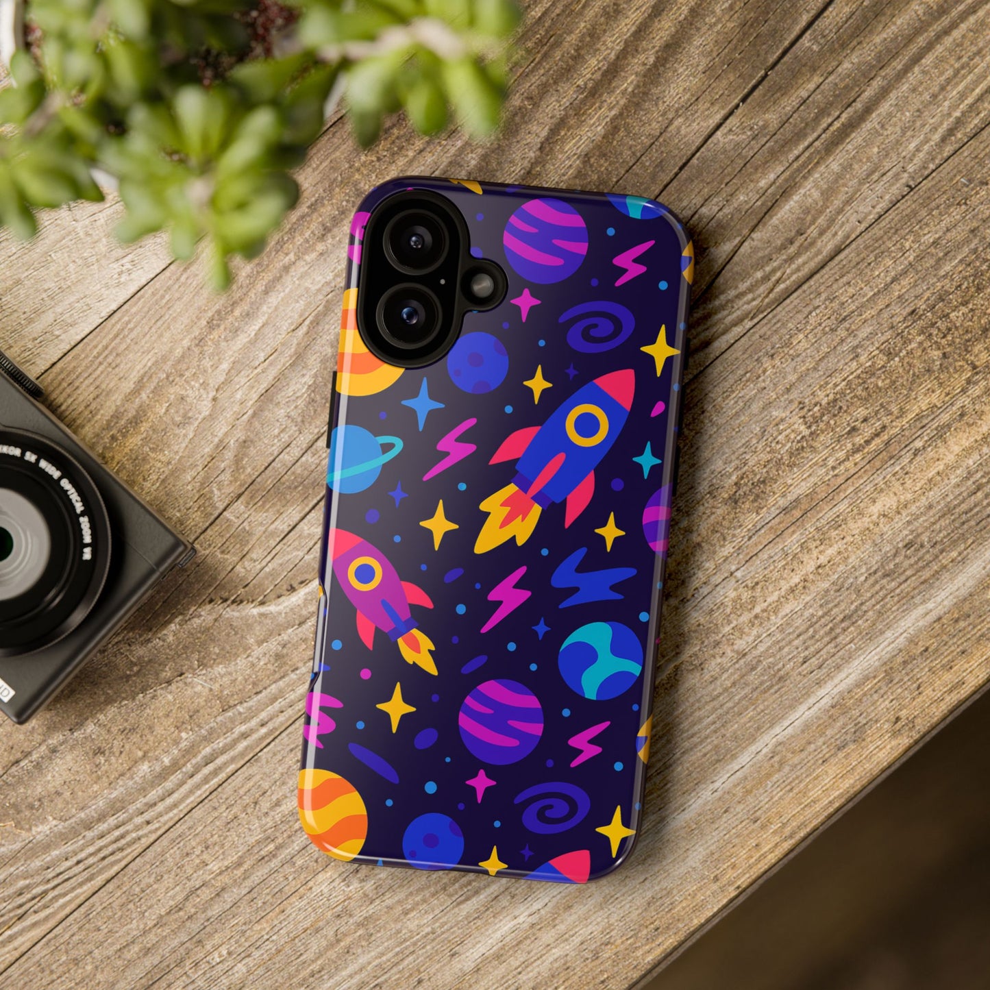 vibrant 3d wrap protective phone case with playful space theme for stylish self-expression compatible with iphone 13, 14, 15 & 16 – all models including pro, pro max & plus