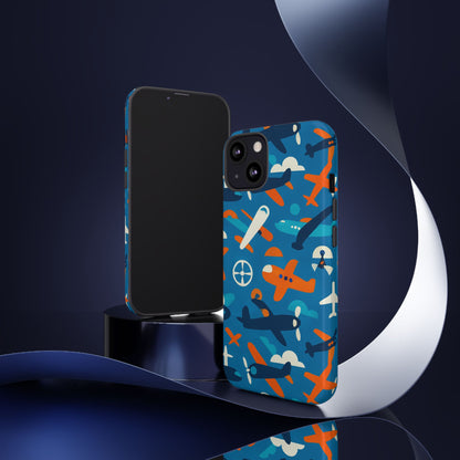 Vibrant 3D Airplane Print Phone Case in Blue – Fun Retro Design for Stylish Protection – Compatible with iPhone 13, 14, 15 & 16 – all models including Pro, Pro Max & Plus