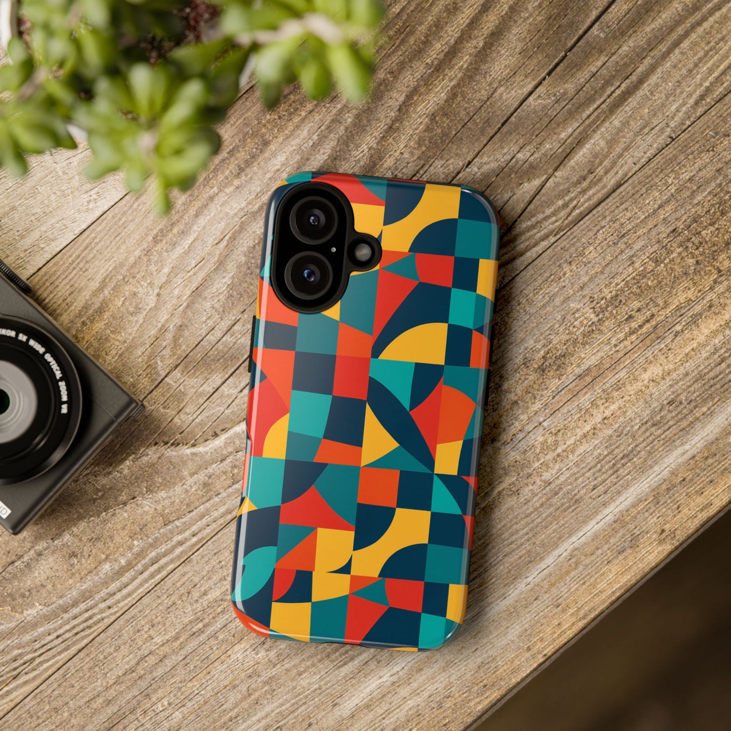 vibrant multicolour geometric 3d wrap phone case for stylish protection and unique expression compatible with iphone 13, 14, 15 & 16 – all models including pro, pro max & plus