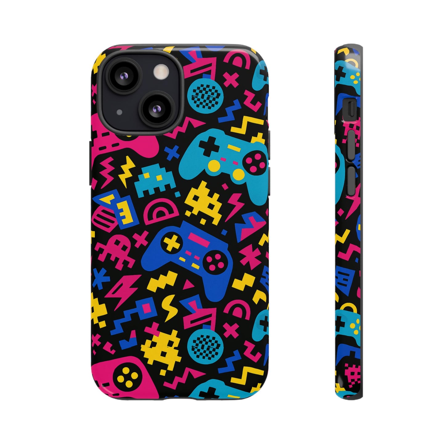 vibrant retro gaming phone case with 3d design for stylish protection compatible with iphone 13, 14, 15 & 16 – all models including pro, pro max & plus