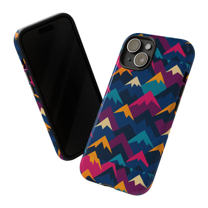 Multicolour Mountain Geometric Protective Phone Case – Stylish Accessory for Unique Self-Expression Compatible with iPhone 13, 14, 15 & 16 – all models including Pro, Pro Max & Plus
