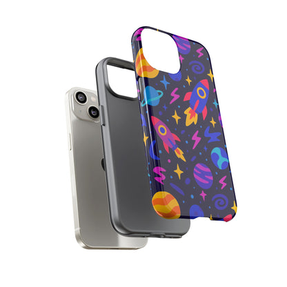Vibrant 3D Wrap Protective Phone Case with Playful Space Theme for Stylish Self-Expression Compatible with iPhone 13, 14, 15 & 16 – all models including Pro, Pro Max & Plus