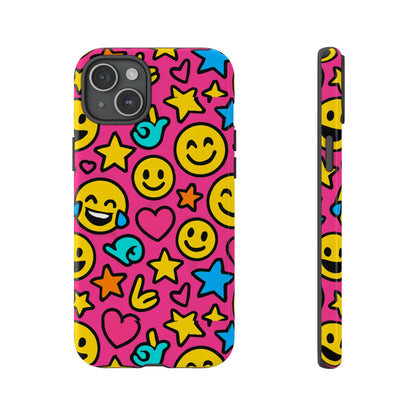 Vibrant Pink Emoji Phone Case with 3D Wrap Design for Stylish Protection Compatible with iPhone 13, 14, 15 & 16 – All Models Including Pro, Pro Max & Plus