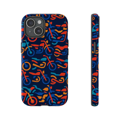Vibrant 3D Multicolour Motorcycle Pattern Protective Phone Case for Creative Individuals – Stylish Protection Compatible with iPhone 13, 14, 15 & 16 – All Models Including Pro, Pro Max & Plus
