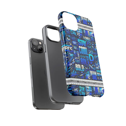 Vibrant 3D Wrap Protective Phone Case in Blue Typography Design for Unique Style – Stylish Protection Compatible with iPhone 13, 14, 15 & 16 – All Models Including Pro, Pro Max & Plus