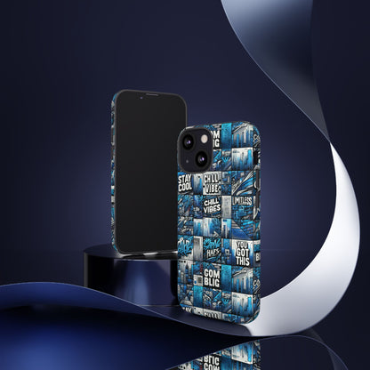 Vibrant 3D Wrap Protective Phone Case in Blue Urban Aesthetic Design for Stylish Smartphone Protection Compatible with iPhone 13, 14, 15 & 16 – All Models Including Pro, Pro Max & Plus