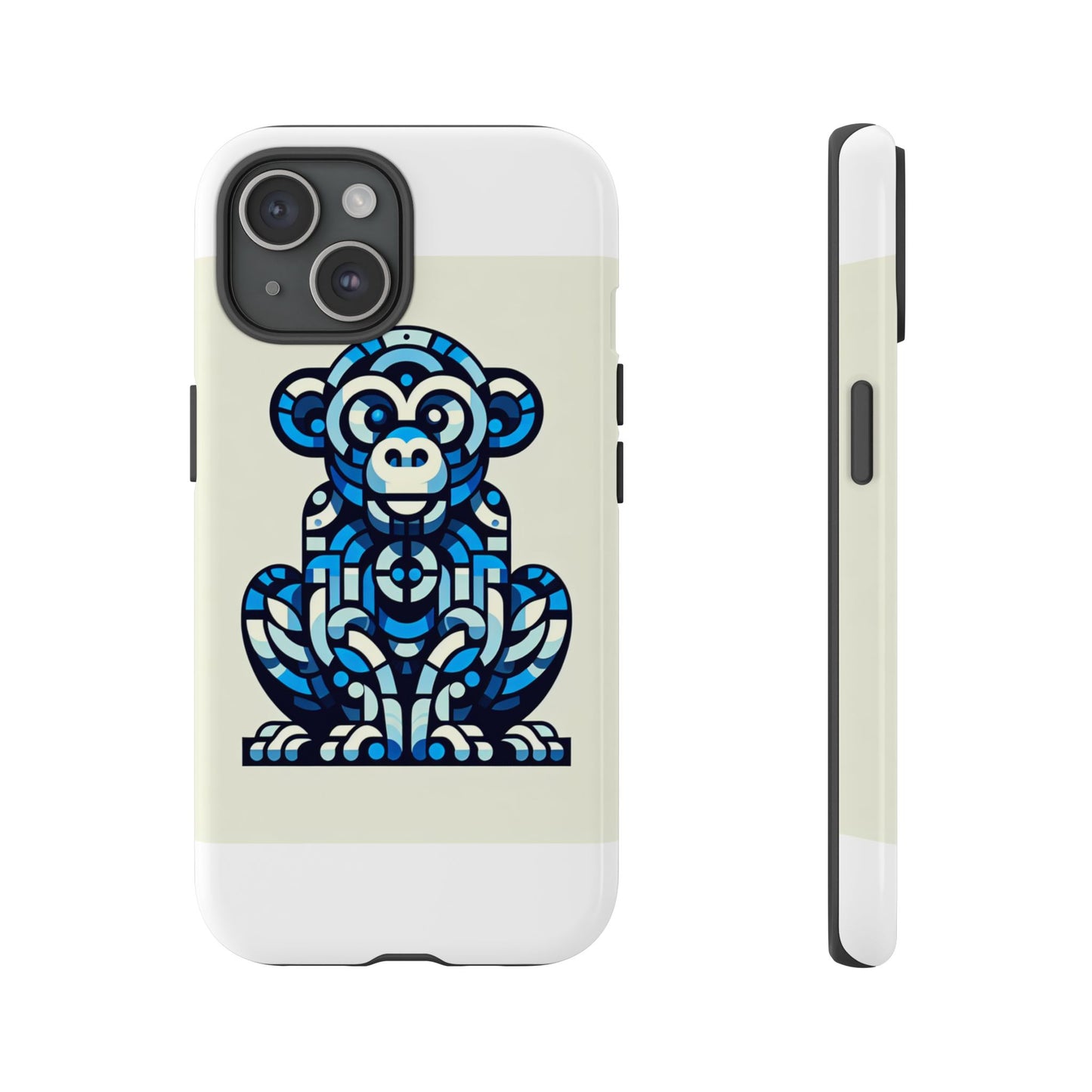 vibrant blue 3d wrap phone case with playful monkey design for creative individuals compatible with iphone 13, 14, 15 & 16 – all models including pro, pro max & plus