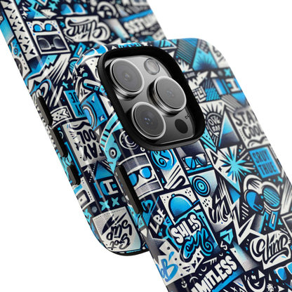 Blue Pattern Image 21 Phone Case for Men Women Shockproof Protective Cover with 3D Wrap Design and UV Protection