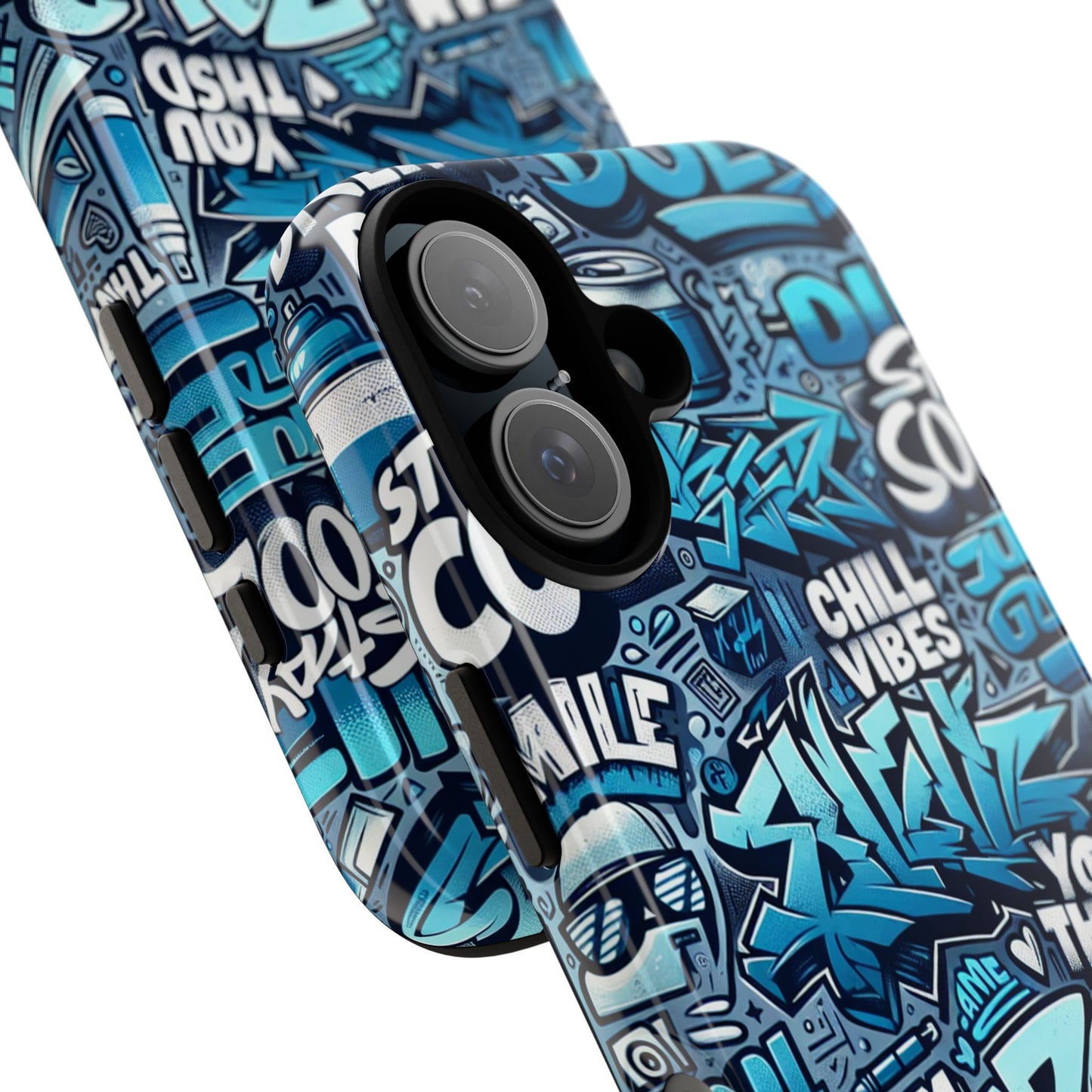 protective phone case with 3d blue graffiti design for stylish device protection and unique expression compatible with iphone 13, 14, 15 & 16 – all models including pro, pro max & plus