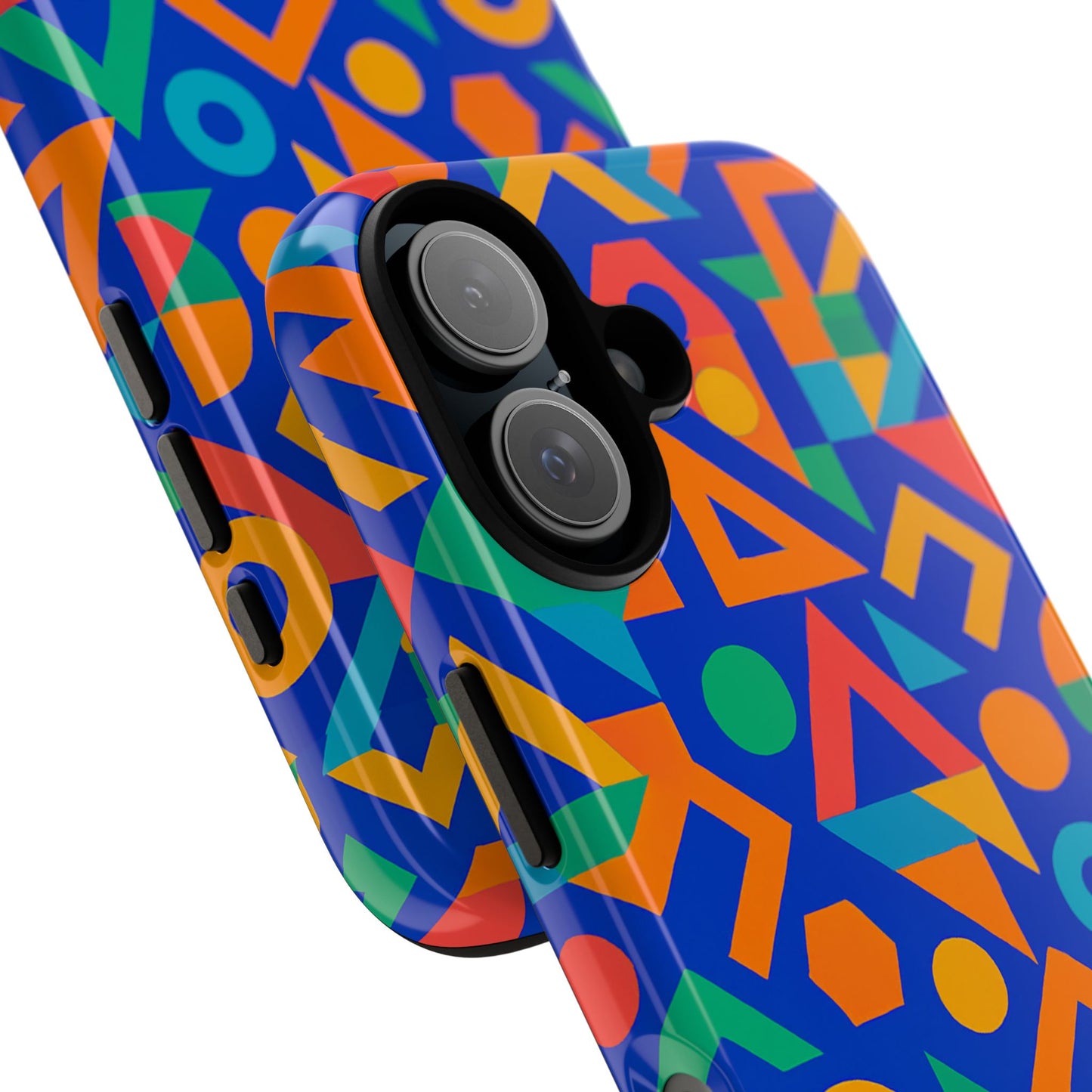 multicolour geometric 3d wrap protective phone case – vibrant accessory for creative individuals compatible with iphone 13, 14, 15 & 16 – all models including pro, pro max & plus