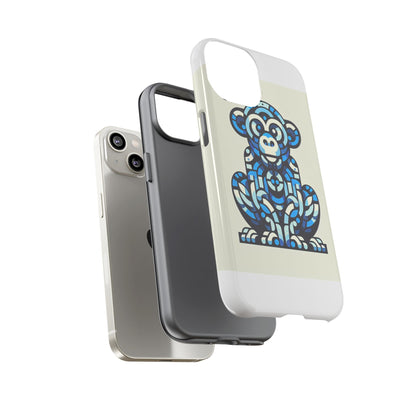 Vibrant Blue 3D Wrap Phone Case with Playful Monkey Design for Creative Individuals Compatible with iPhone 13, 14, 15 & 16 – all models including Pro, Pro Max & Plus