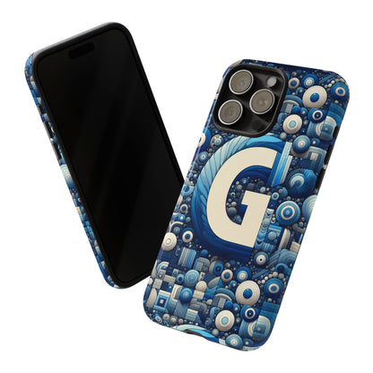 Blue Alphabet G Phone Case for iPhone and Android Shockproof Protective Cover with 3D Wrap Design and UV Protection