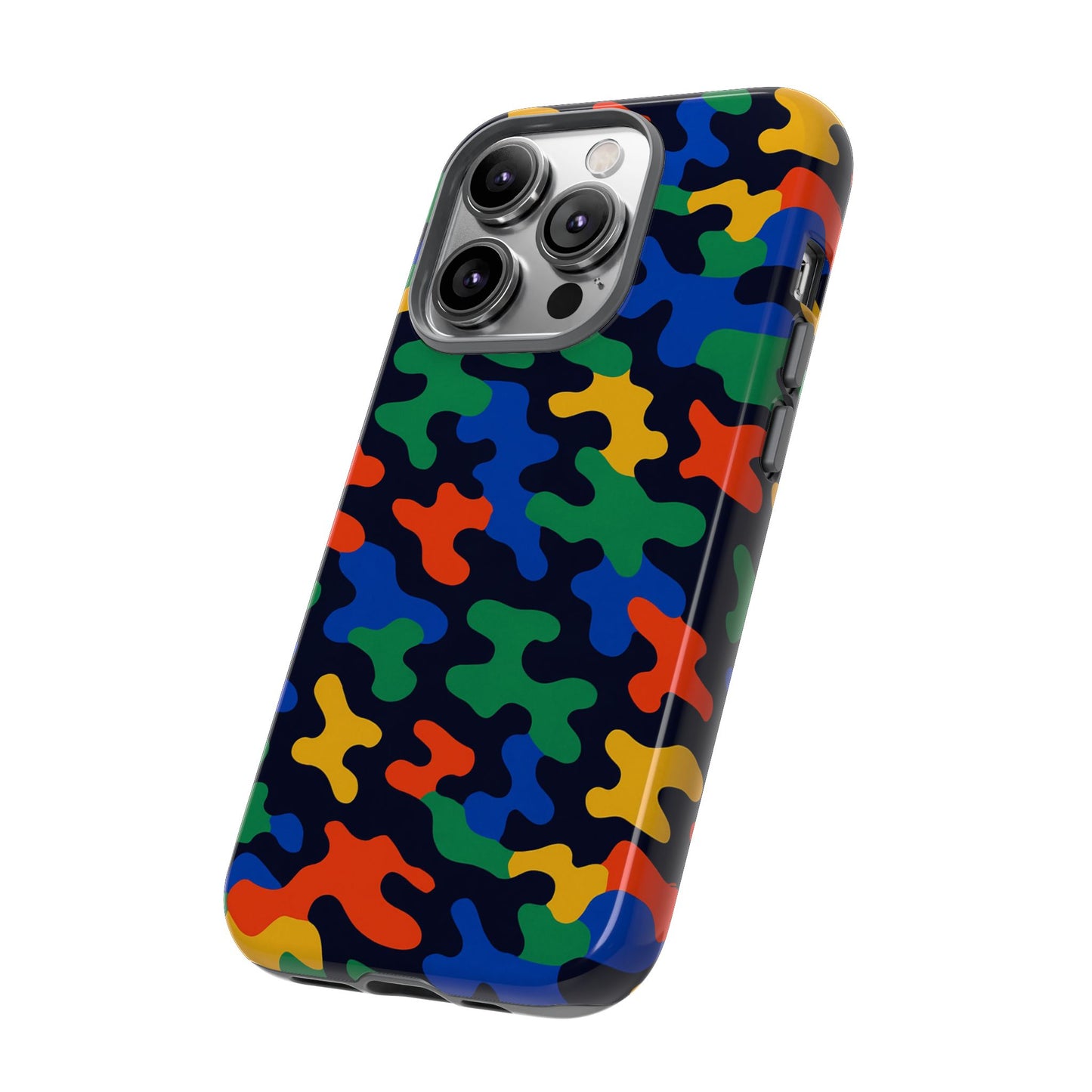 multicolour camouflage protective phone case with 3d wrap design for stylish smartphone protection compatible with iphone 13, 14, 15 & 16 – all models including pro, pro max & plus