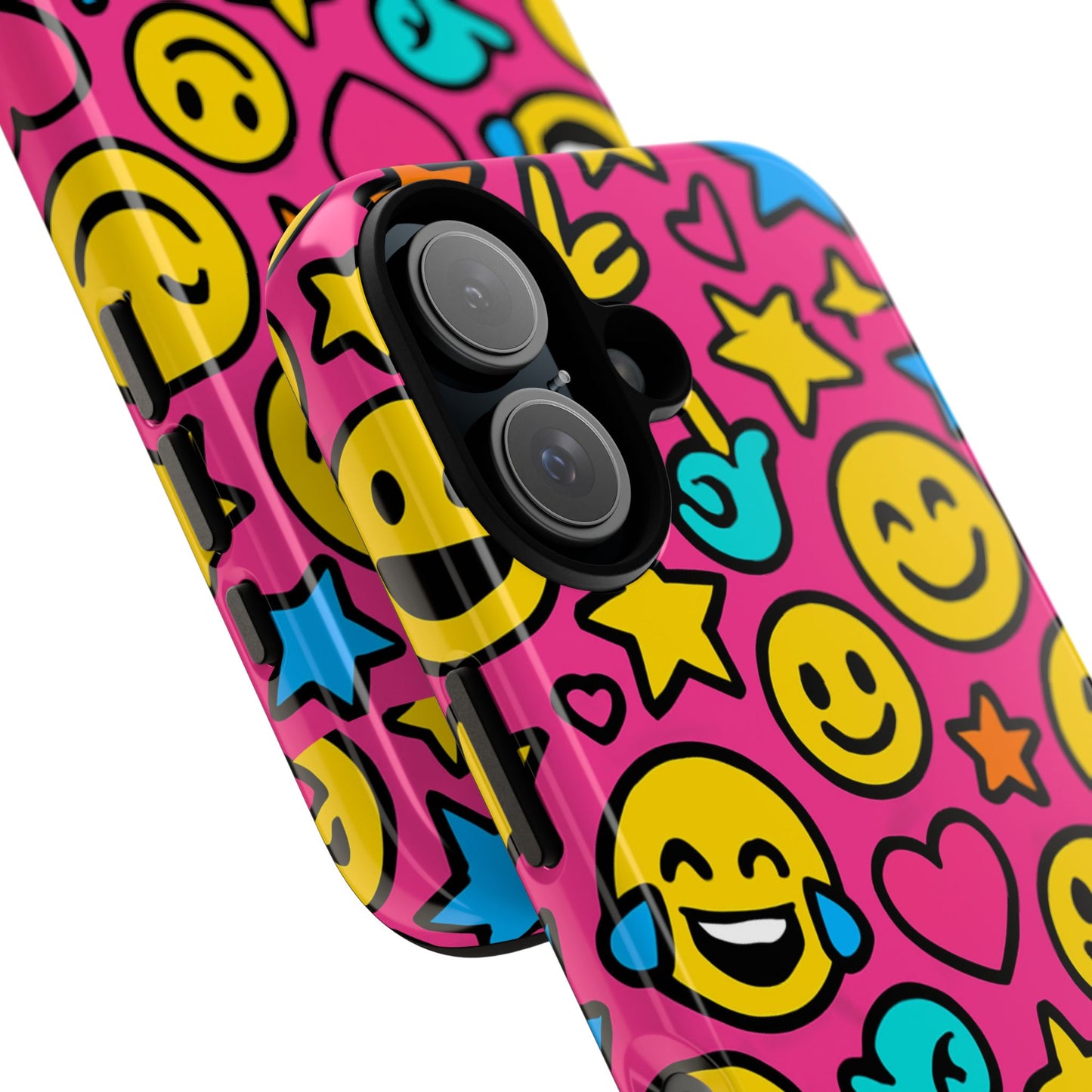 vibrant pink emoji phone case with 3d wrap design for stylish protection compatible with iphone 13, 14, 15 & 16 – all models including pro, pro max & plus
