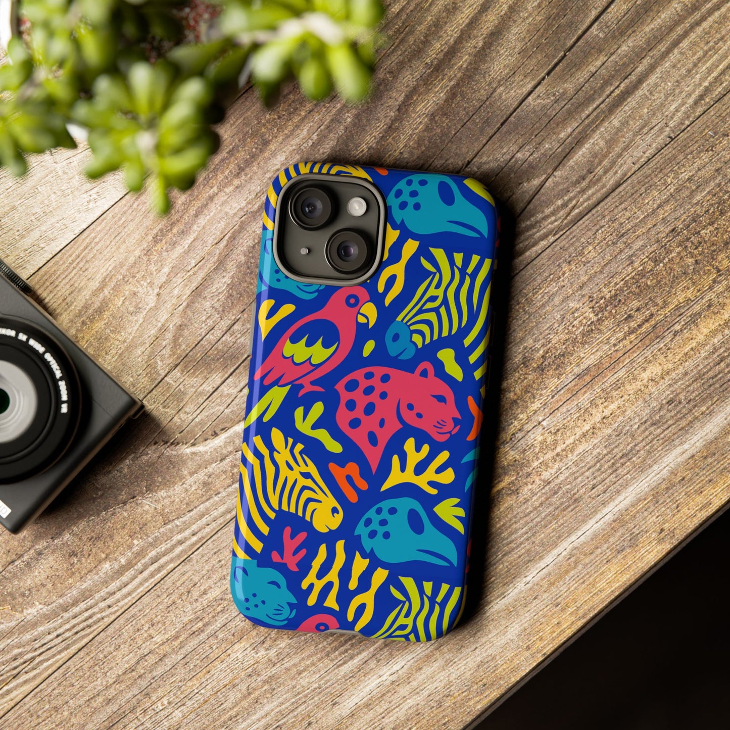 vibrant animal print protective phone case for stylish protection with multicolour design – compatible with iphone 13, 14, 15 & 16 – all models including pro, pro max & plus