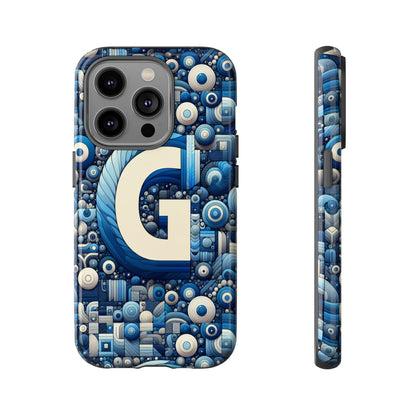 Blue Alphabet G Phone Case for iPhone and Android Shockproof Protective Cover with 3D Wrap Design and UV Protection