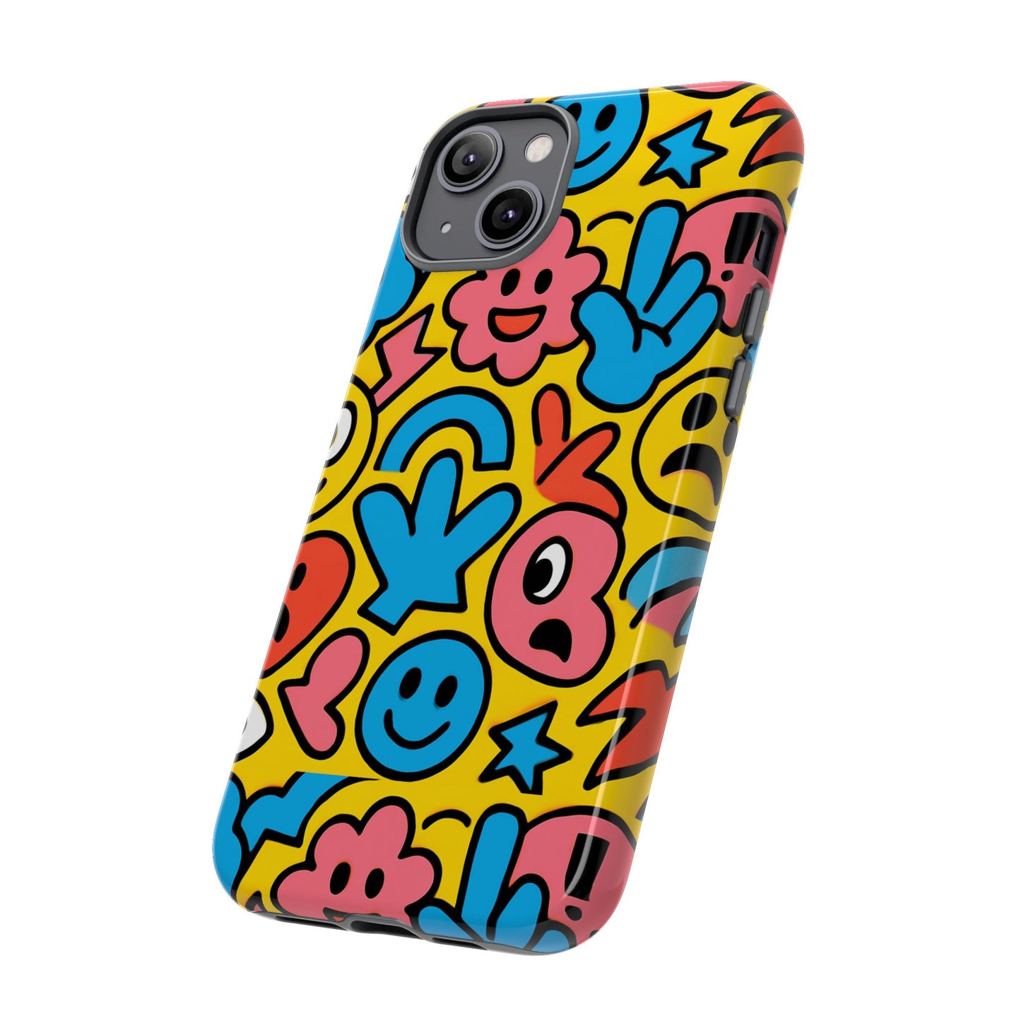 vibrant emoji phone case with fun 3d multicolour design, playful protective cover for kids and teens, compatible with iphone 13, 14, 15 & 16 – all models including pro, pro max & plus
