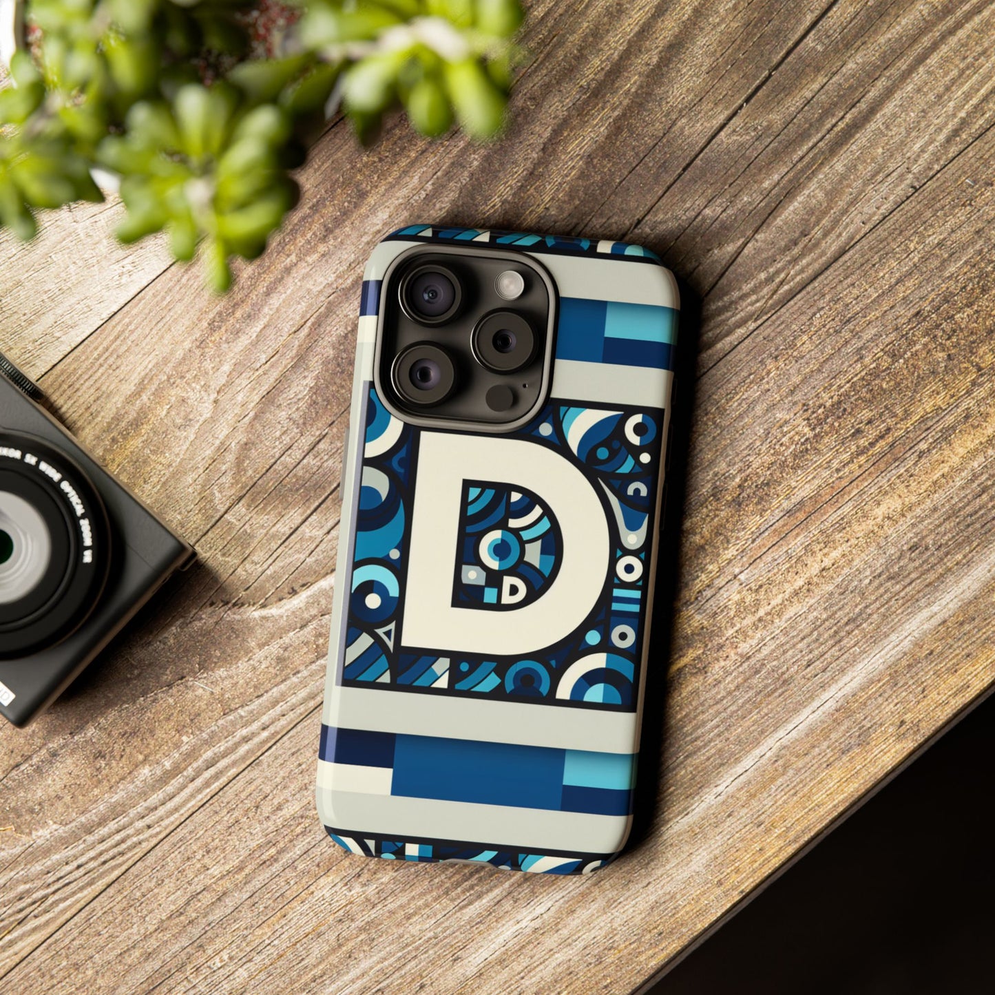 blue alphabet letter d phone case with 3d wrap and shock protection for kids and teens