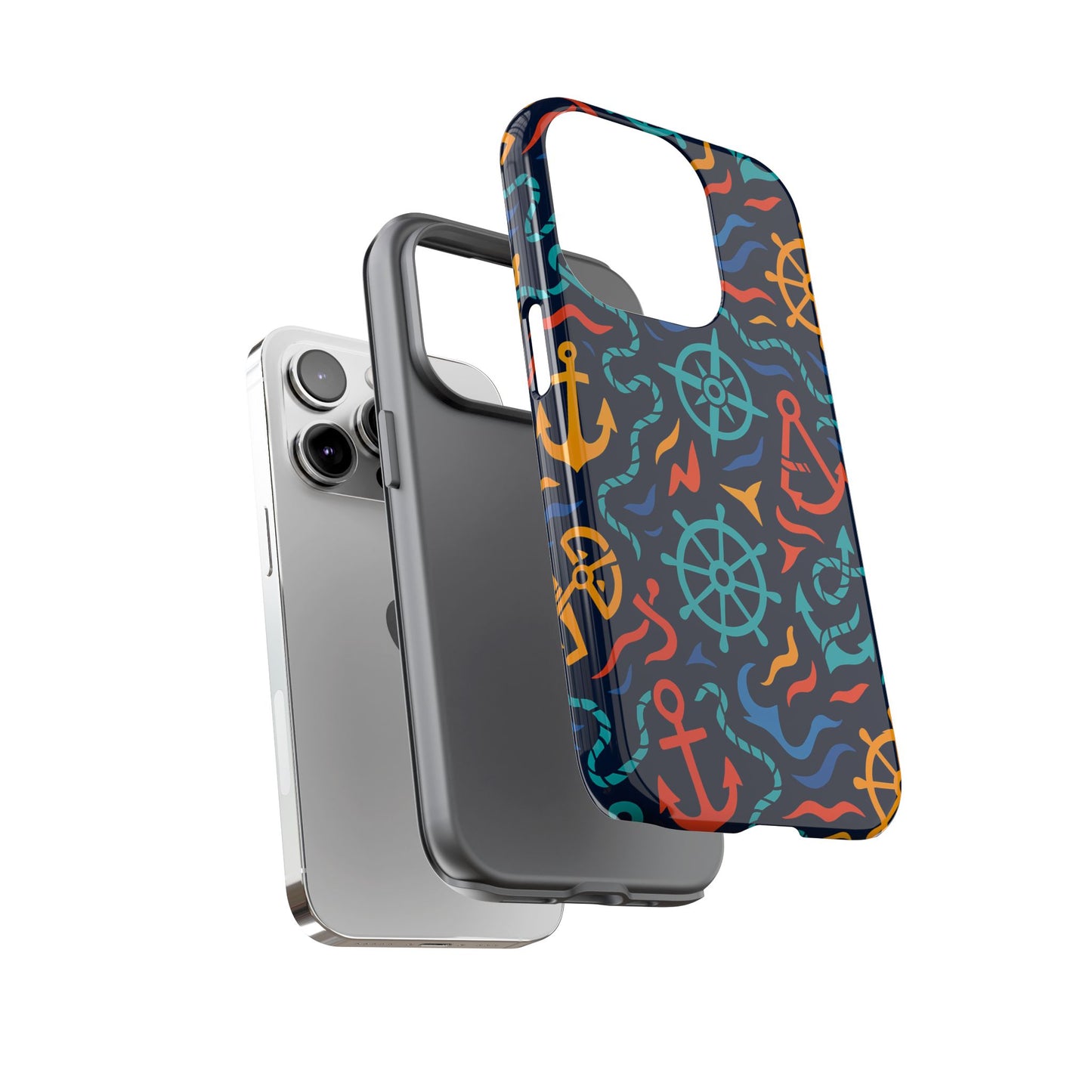 nautical multicolor protective phone case with 3d wrap design for unique style and self-expression compatible with iphone 13, 14, 15 & 16 – all models including pro, pro max & plus