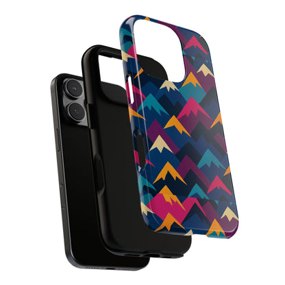 Multicolour Mountain Geometric Protective Phone Case – Stylish Accessory for Unique Self-Expression Compatible with iPhone 13, 14, 15 & 16 – all models including Pro, Pro Max & Plus