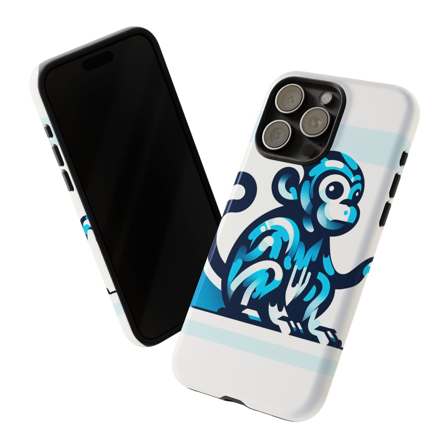 vibrant 3d monkey-inspired phone case for stylish protection in blue – unisex design compatible with iphone 13, 14, 15 & 16 – all models including pro, pro max & plus
