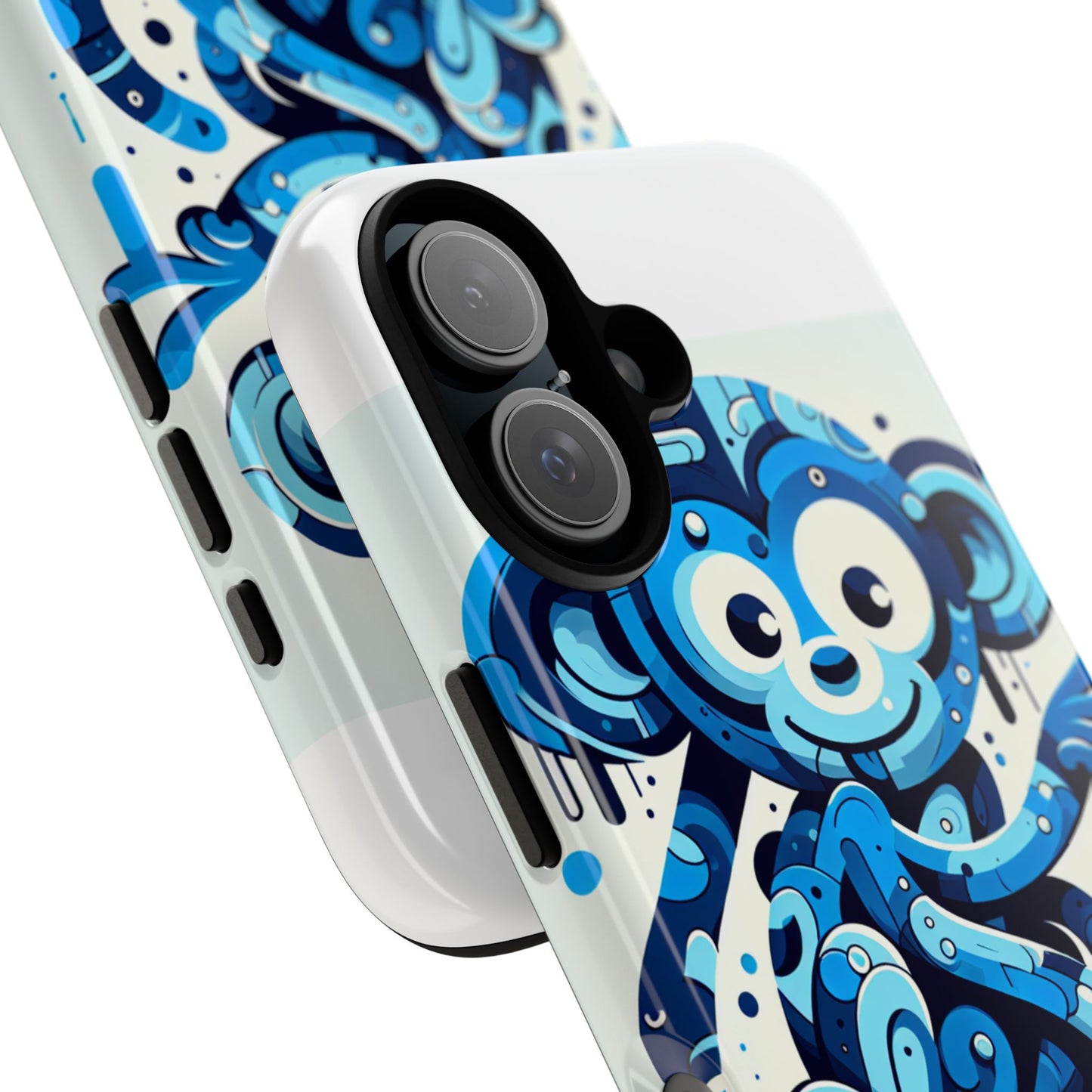 protective 3d wrap phone case with playful monkey design in blue – stylish protection for men and women compatible with iphone 13, 14, 15 & 16 – all models including pro, pro max & plus