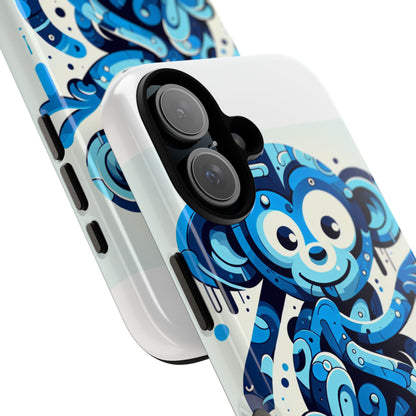 Protective 3D Wrap Phone Case with Playful Monkey Design in Blue – Stylish Protection for Men and Women Compatible with iPhone 13, 14, 15 & 16 – all models including Pro, Pro Max & Plus