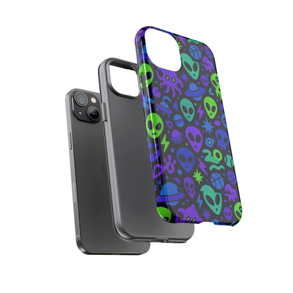 Vibrant 3D Alien and Space Design Protective Phone Case for Unisex Smartphone Accessories Compatible with iPhone 13, 14, 15 & 16 – All Models Including Pro, Pro Max & Plus