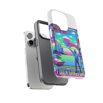 Touch Grass Daily 3D Wrap Protective Phone Case for Smartphones, Durable Shock Absorption, UV Protected, Unique Anime Design, Fun Gift for Tech Enthusiasts