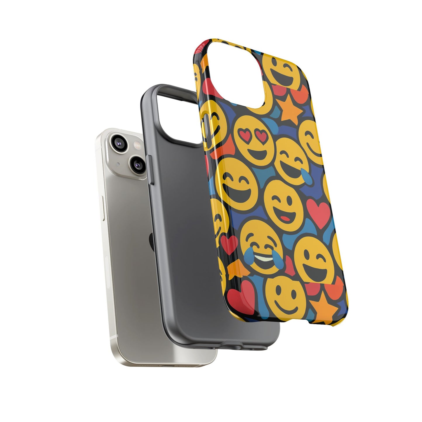 multicolour emoji protective phone case with 3d wrap design fun accessory for unisex compatible with iphone 13, 14, 15 & 16 – all models including pro, pro max & plus