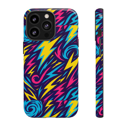 Vibrant Retro Lightning Bolt Protective Phone Case with 3D Design for Fashion Lovers Compatible with iPhone 13, 14, 15 & 16 – all models including Pro, Pro Max & Plus