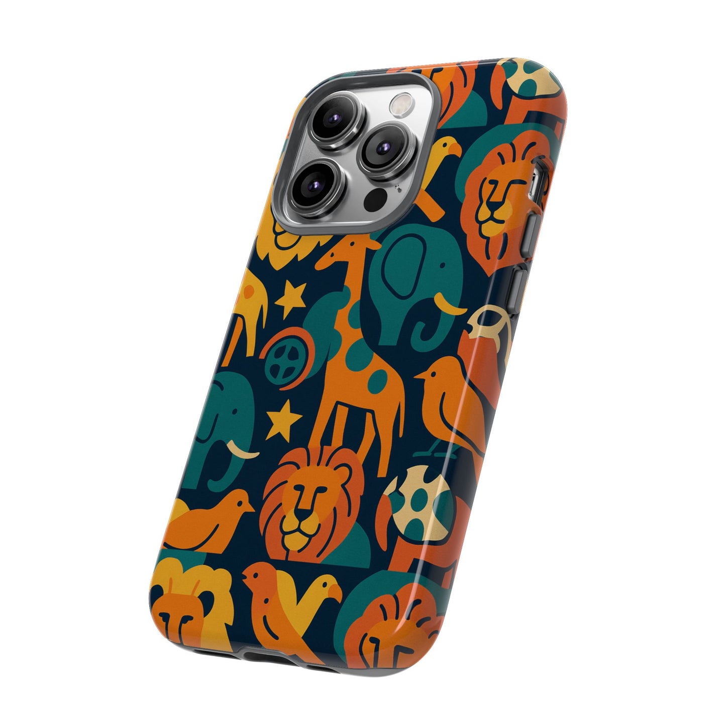 vibrant animal print protective phone case in multicolour – playful design for stylish protection – compatible with iphone 13, 14, 15 & 16 – all models including pro, pro max & plus