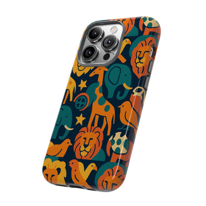 Vibrant Animal Print Protective Phone Case in Multicolour – Playful Design for Stylish Protection – Compatible with iPhone 13, 14, 15 & 16 – All Models Including Pro, Pro Max & Plus
