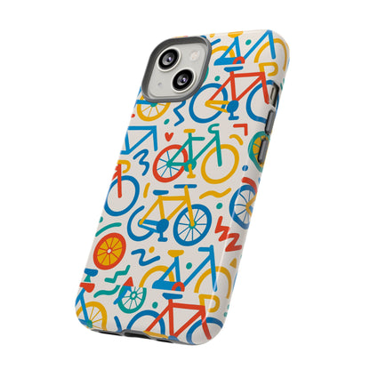Vibrant 3D Bicycle Print Protective Phone Case – Colourful Unisex Accessory for Style and Fun – Compatible with iPhone 13, 14, 15 & 16 – All Models Including Pro, Pro Max & Plus