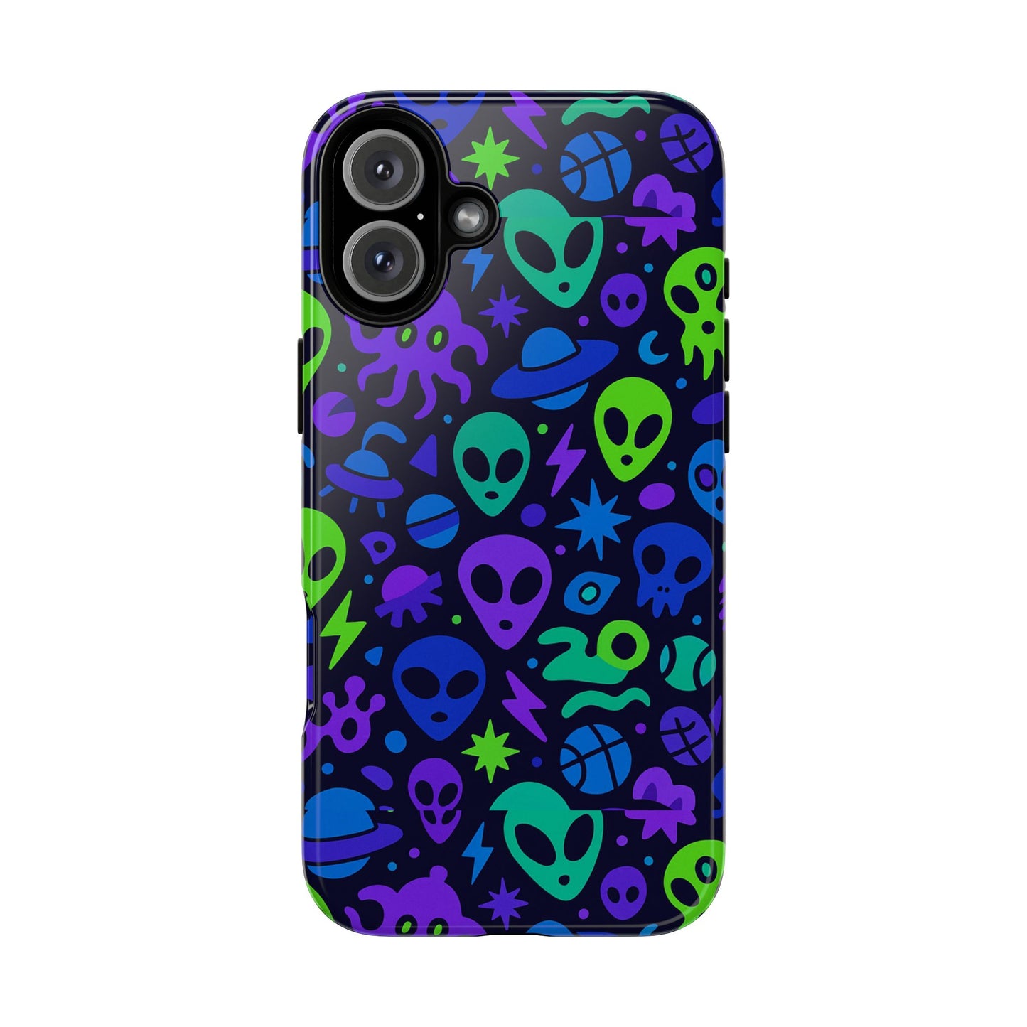 vibrant 3d alien and space design protective phone case for unisex smartphone accessories compatible with iphone 13, 14, 15 & 16 – all models including pro, pro max & plus