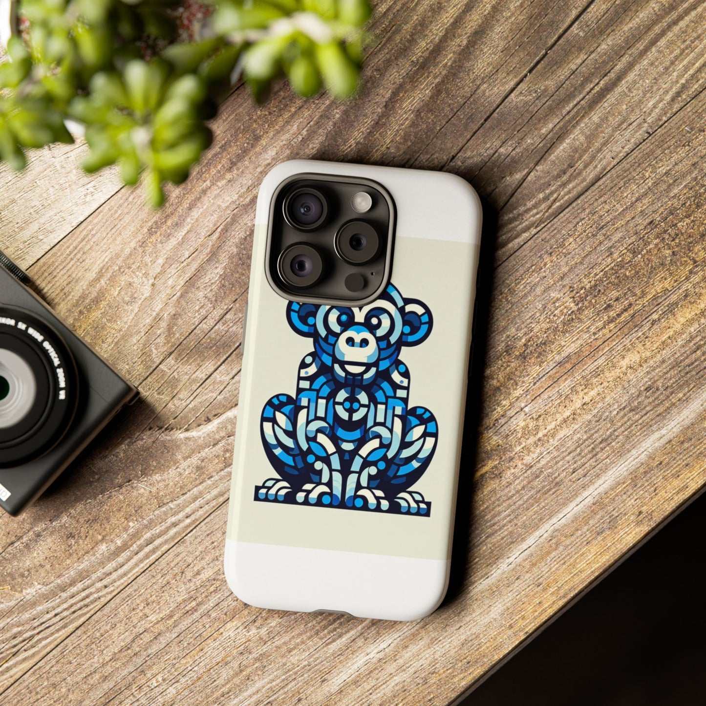 vibrant blue 3d wrap phone case with playful monkey design for creative individuals compatible with iphone 13, 14, 15 & 16 – all models including pro, pro max & plus