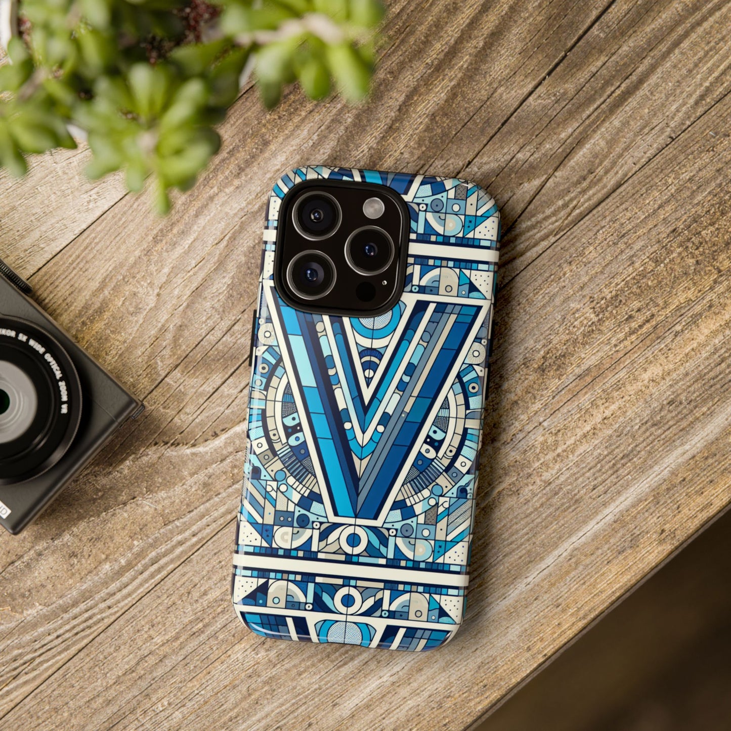 blue alphabet letter v phone case for men women kids durable shockproof cartoon anime style gift