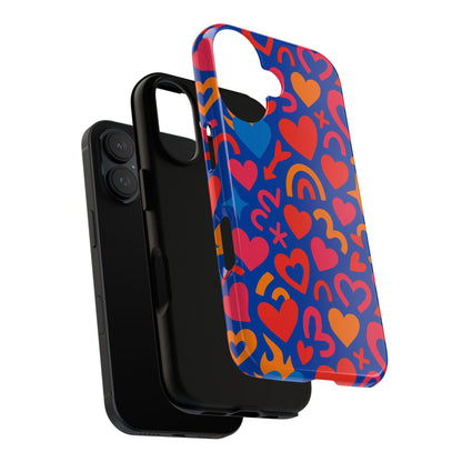 Vibrant Multicolour Heart Design Protective Phone Case Stylish Accessory for Self-Expression Compatible with iPhone 13, 14, 15 & 16 – all models including Pro, Pro Max & Plus