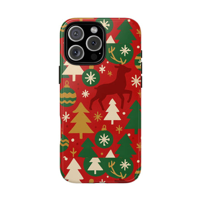 Vibrant Red Christmas Phone Case with Festive 3D Design for Stylish Protection Compatible with iPhone 13, 14, 15 & 16 – all models including Pro, Pro Max & Plus