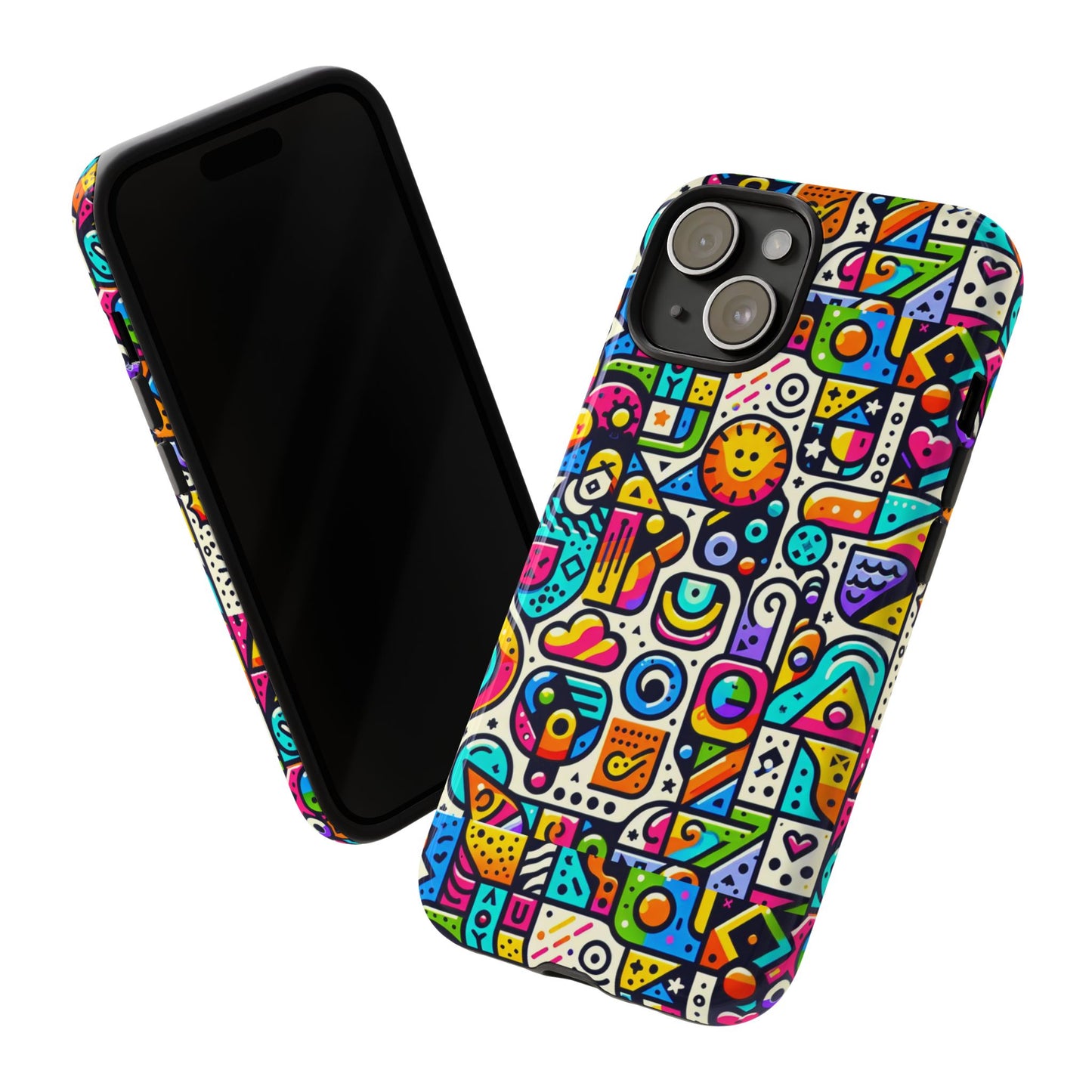 pattern image 9 vibrant shockproof phone case for anime and comic fans with bold geometric design, durable finish, and impact protection compatibility with iphone 13, 14, 15 & 16 – all models including pro, pro max & plus
