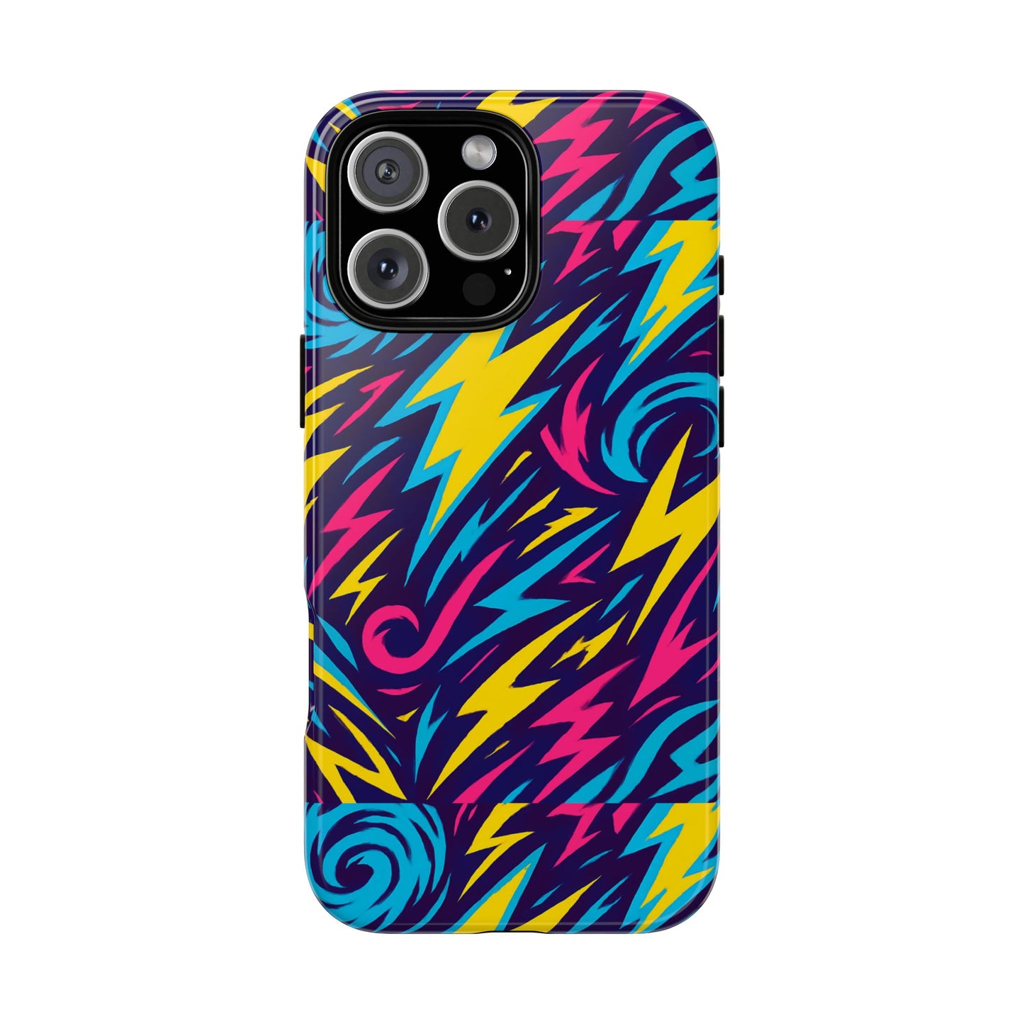 vibrant retro lightning bolt protective phone case with 3d design for fashion lovers compatible with iphone 13, 14, 15 & 16 – all models including pro, pro max & plus