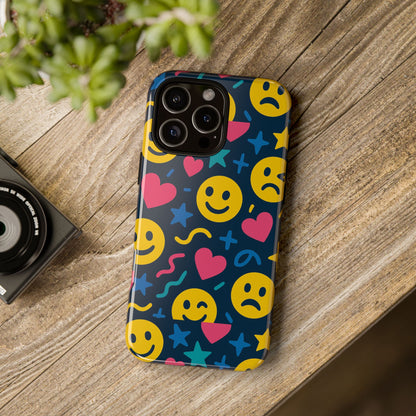Vibrant Multicolour Emoji Phone Case with 3D Wrap Design for Playful Protection Compatible with iPhone 13, 14, 15 & 16 – all models including Pro, Pro Max & Plus