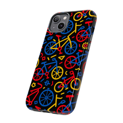 Multicolour 3D Bicycle Phone Case with Retro Design for Stylish Protection Compatible with iPhone 13, 14, 15 & 16 – all models including Pro, Pro Max & Plus