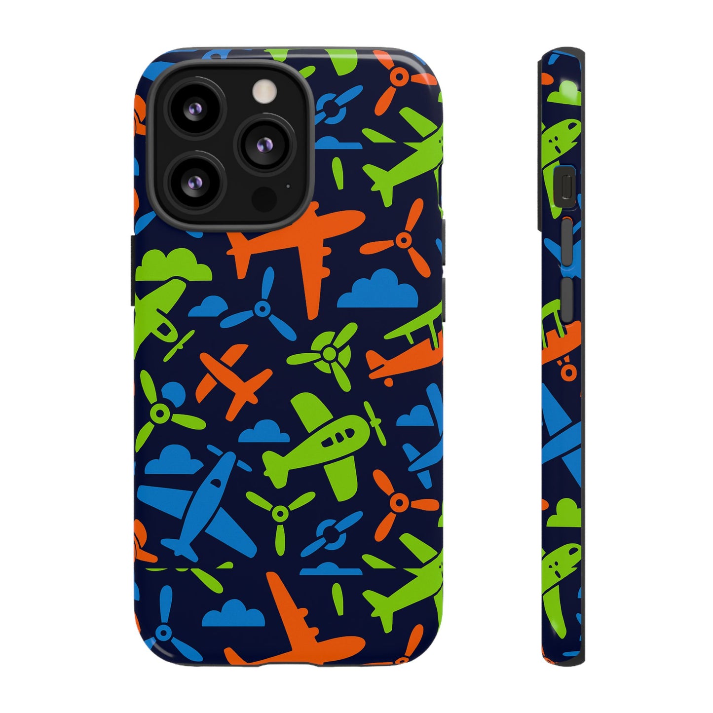 vibrant airplane pattern protective phone case for colourful accessory durable design compatible with iphone 13, 14, 15 & 16 – all models including pro, pro max & plus