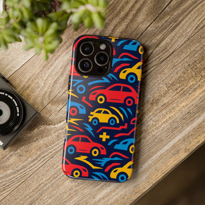 Multicolour Retro 3D Wrap Protective Phone Case with Vibrant Car Design for Stylish Protection Compatible with iPhone 13, 14, 15 & 16 – all models including Pro, Pro Max & Plus