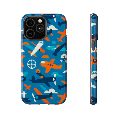 Vibrant 3D Airplane Print Phone Case in Blue – Fun Retro Design for Stylish Protection – Compatible with iPhone 13, 14, 15 & 16 – all models including Pro, Pro Max & Plus