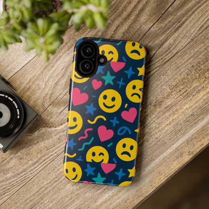 Vibrant Multicolour Emoji Phone Case with 3D Wrap Design for Playful Protection Compatible with iPhone 13, 14, 15 & 16 – all models including Pro, Pro Max & Plus