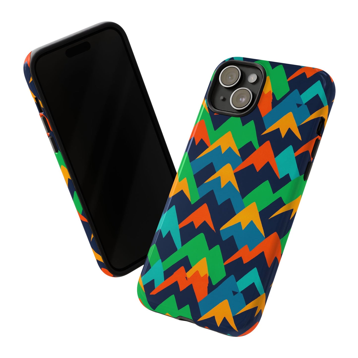 vibrant mountain design protective phone case with colourful abstract pattern for stylish protection compatible with iphone 13, 14, 15 & 16 – all models including pro, pro max & plus