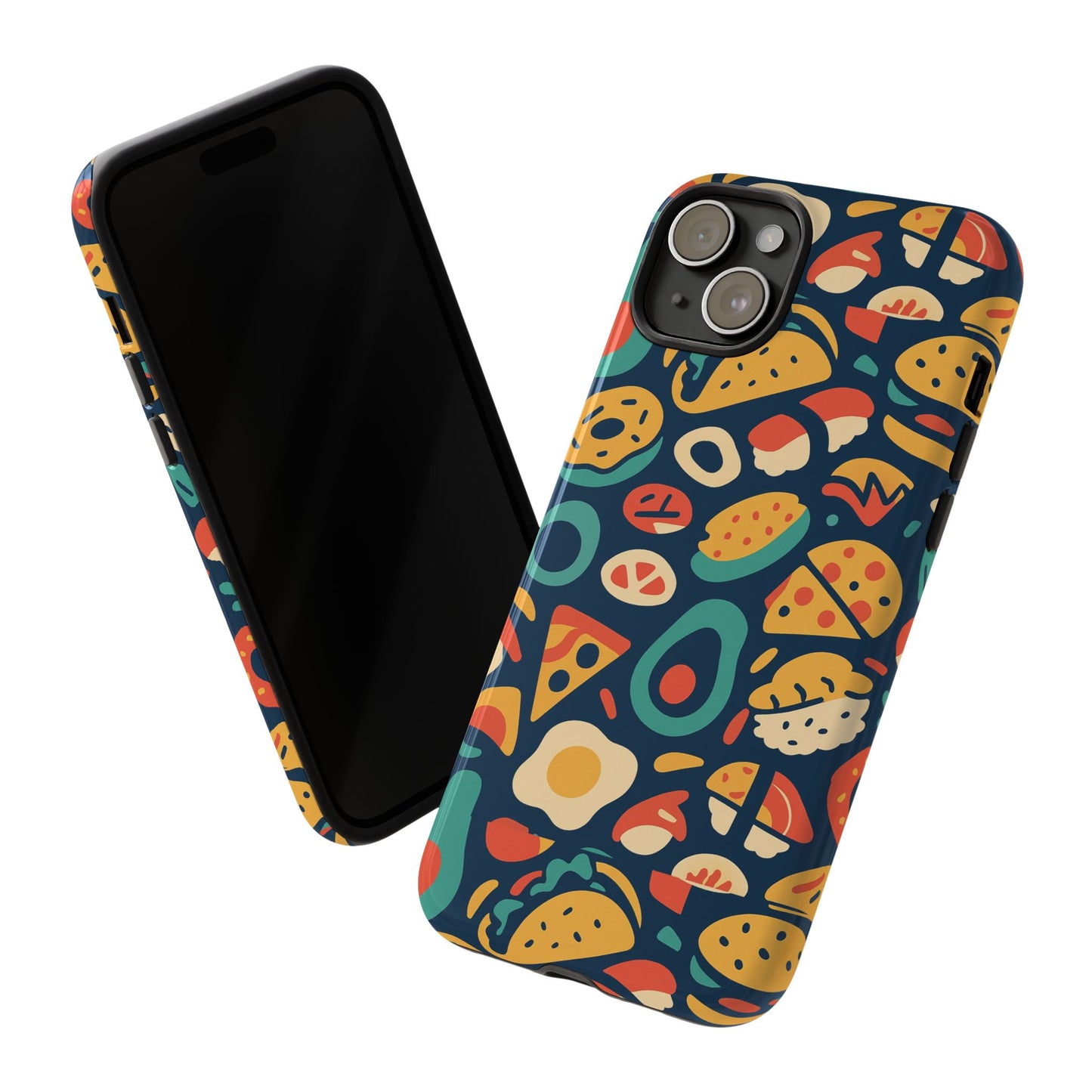 vibrant food-themed protective phone case with 3d design for stylish protection compatible with iphone 13, 14, 15 & 16 – all models including pro, pro max & plus