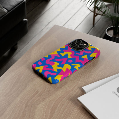 Vibrant Y2K Geometric Protective Phone Case with 3D Wrap Design for Unique Style Compatible with iPhone 13, 14, 15 & 16 – all models including Pro, Pro Max & Plus